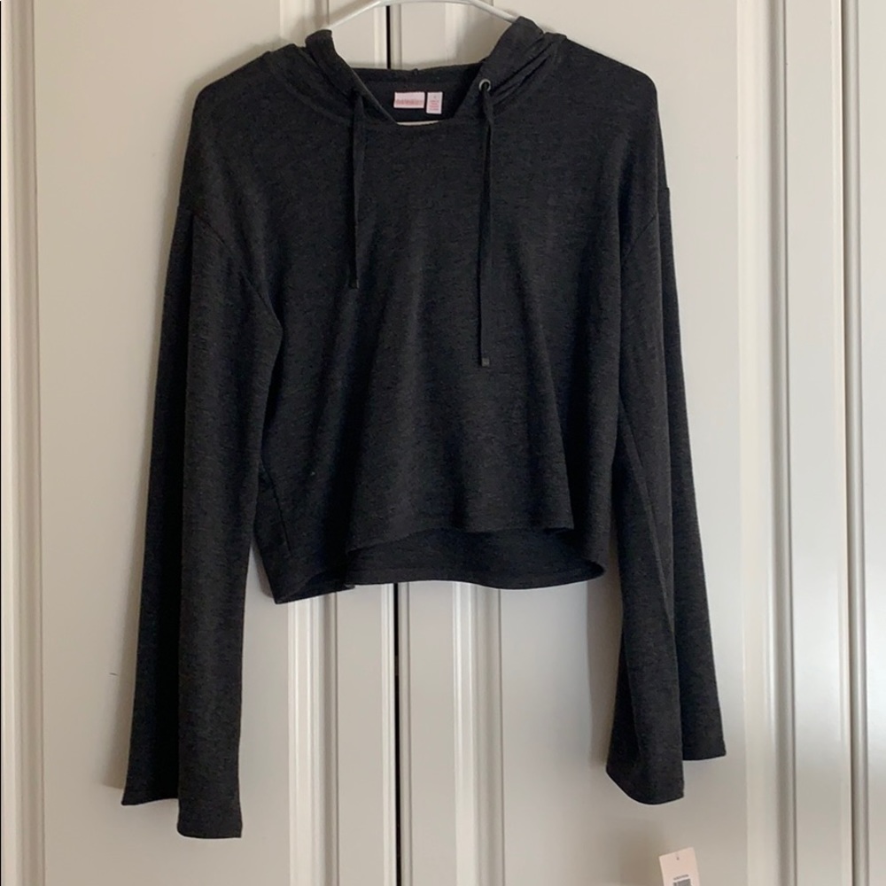 Gray Cropped Hoodie